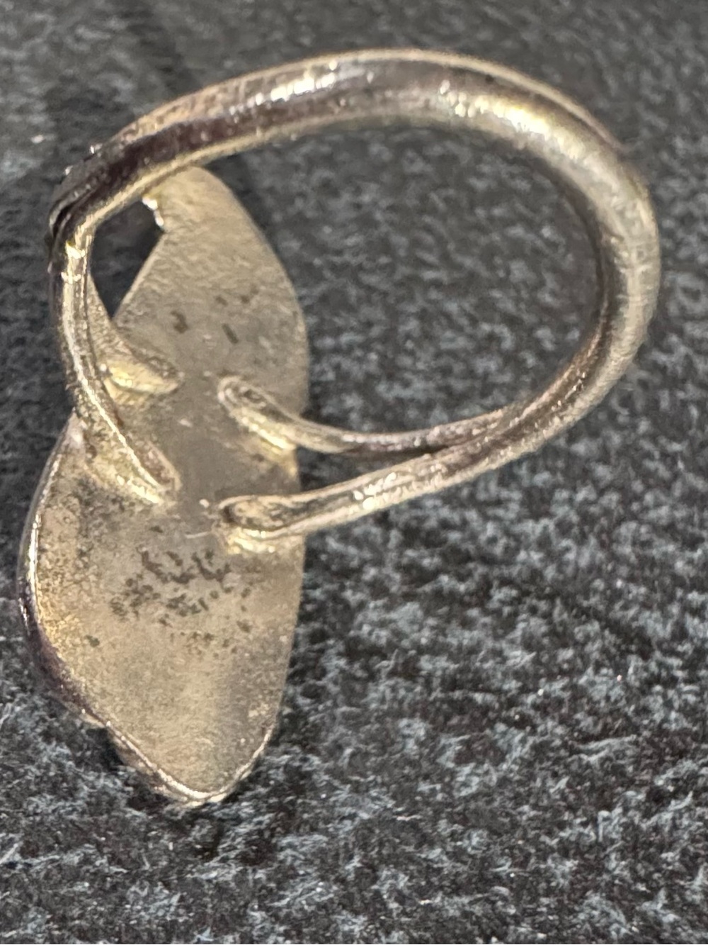 Silver Leaf Ring with Turquoise and White Inlay. Size 7 - Picture 3 of 4